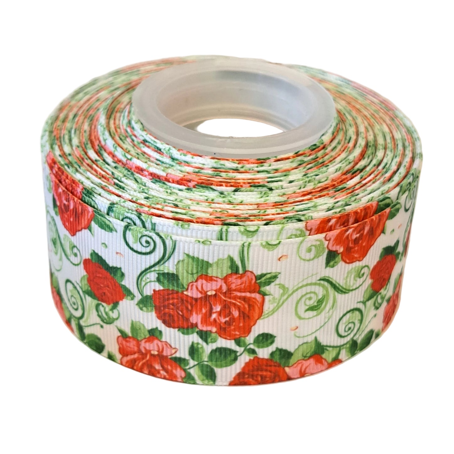 Red roses grosgrain ribbon 38mm
