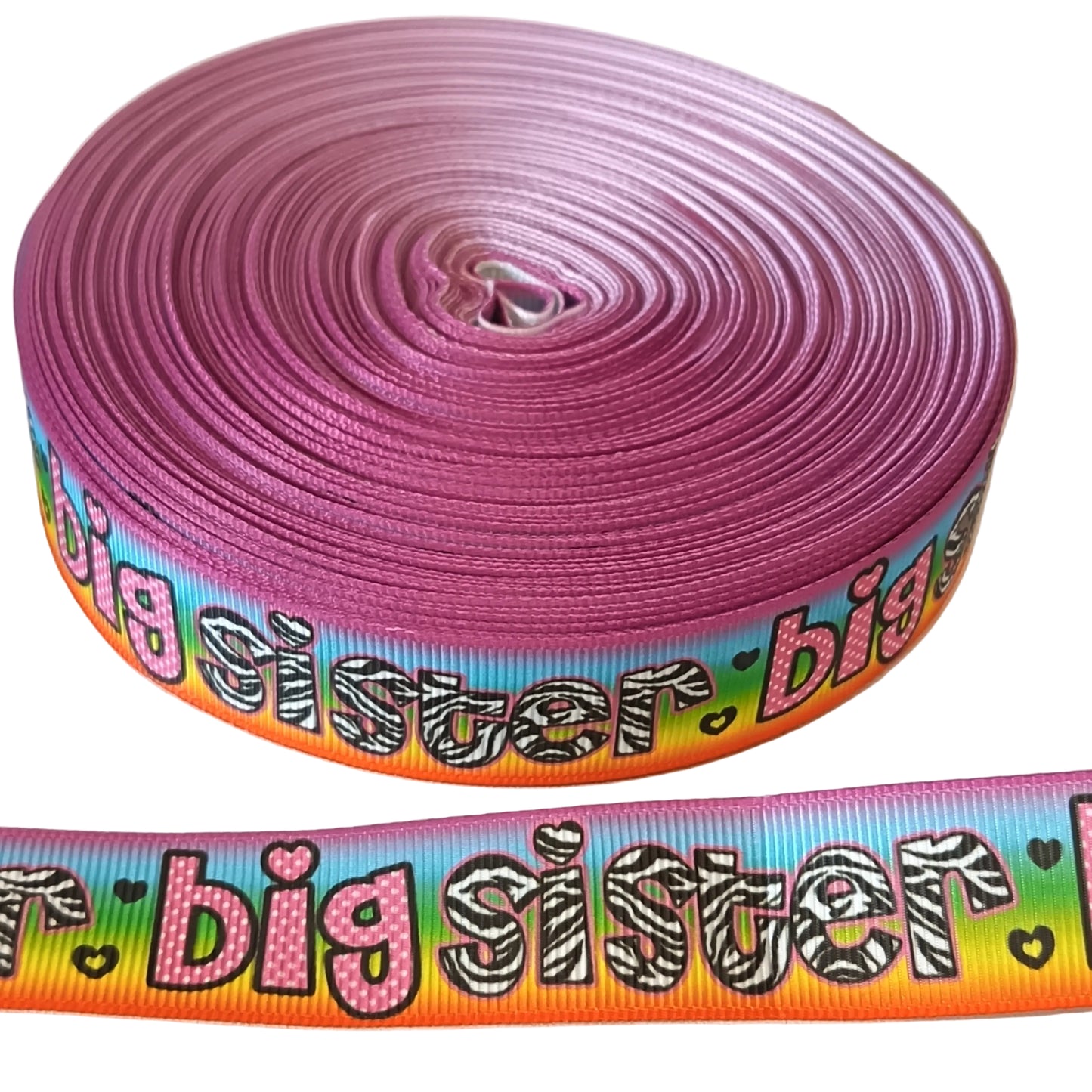 Big sister multi coloured 25mm ribbon