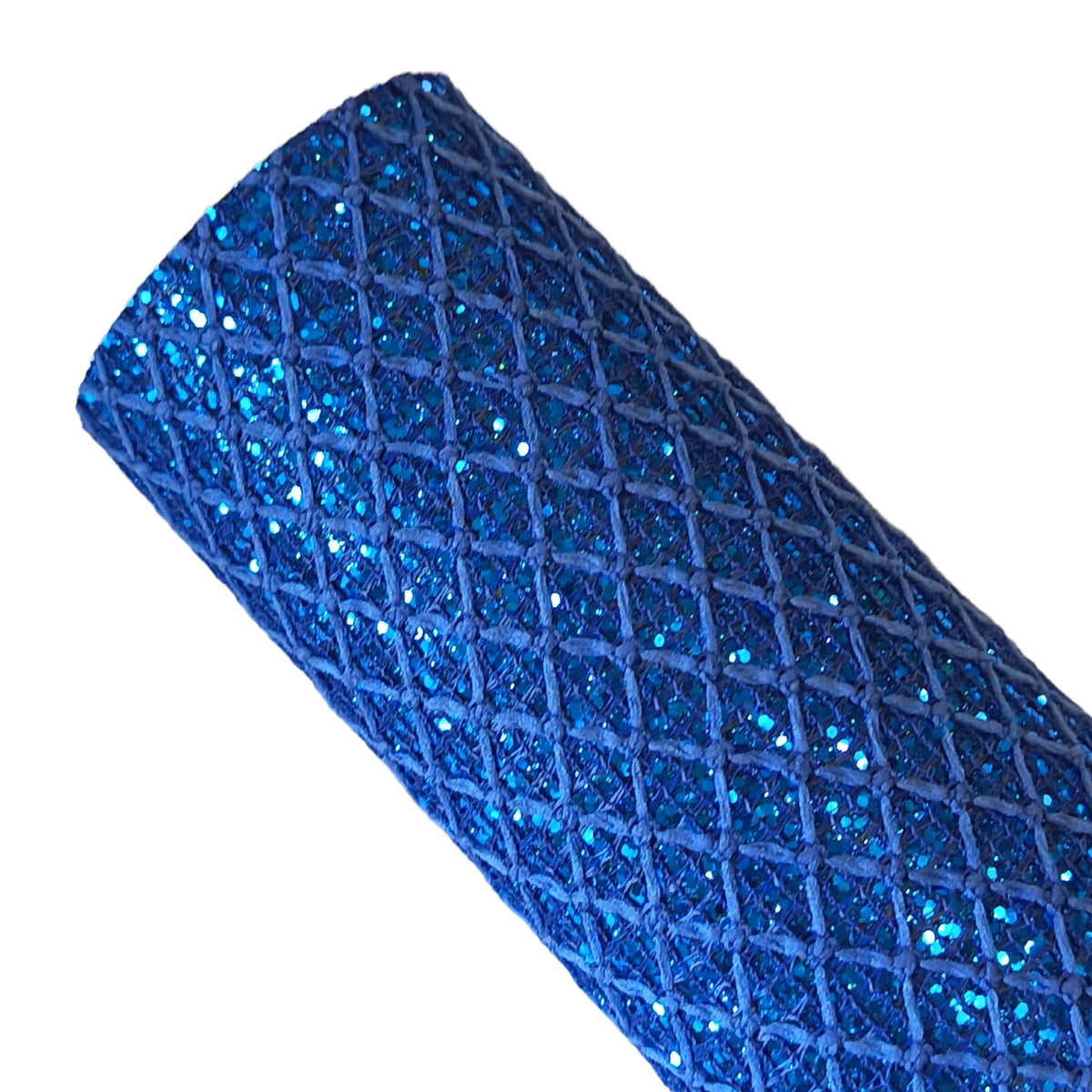 Blue glitter lace fabric diamond patterned