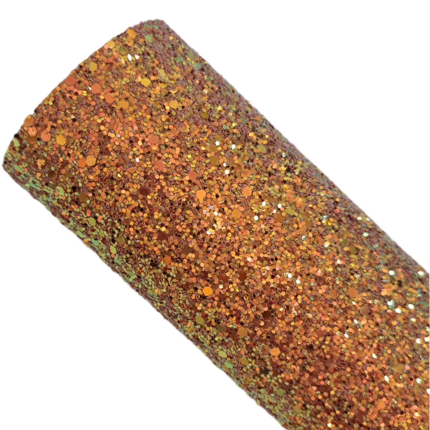chunky glitter burnt orange coloured roll on a white background