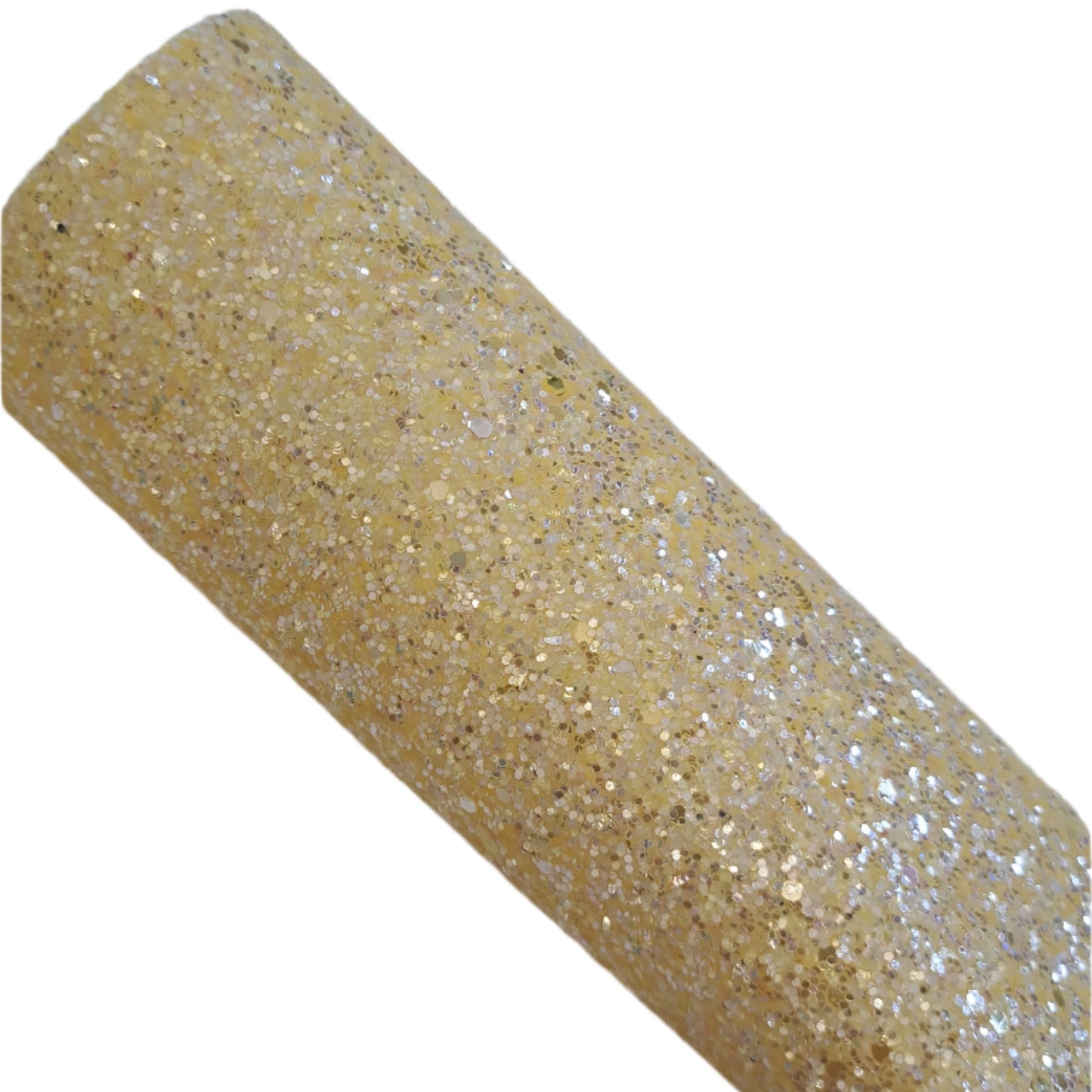 chunky glitter buttercup coloured roll on a white background