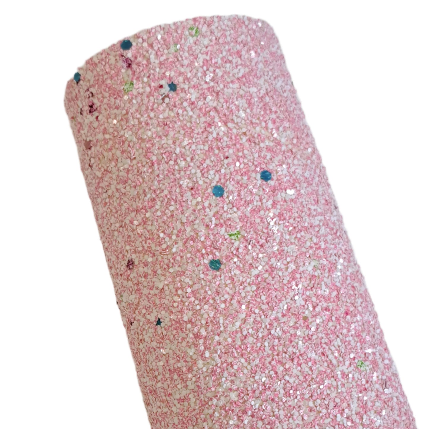 chunky glitter pink sparkle coloured roll on a white background