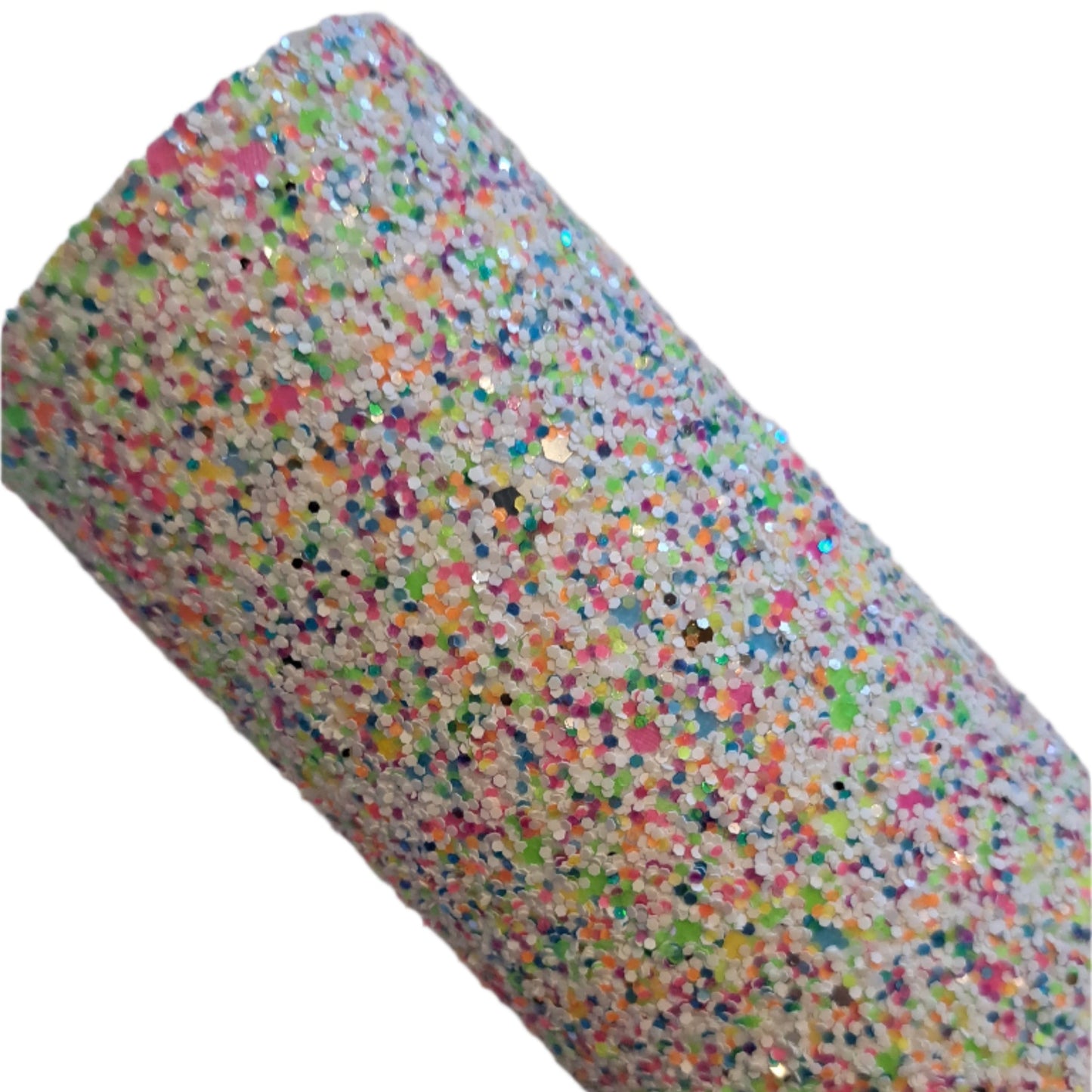 chunky glitter tutti fruitie coloured roll on a white background