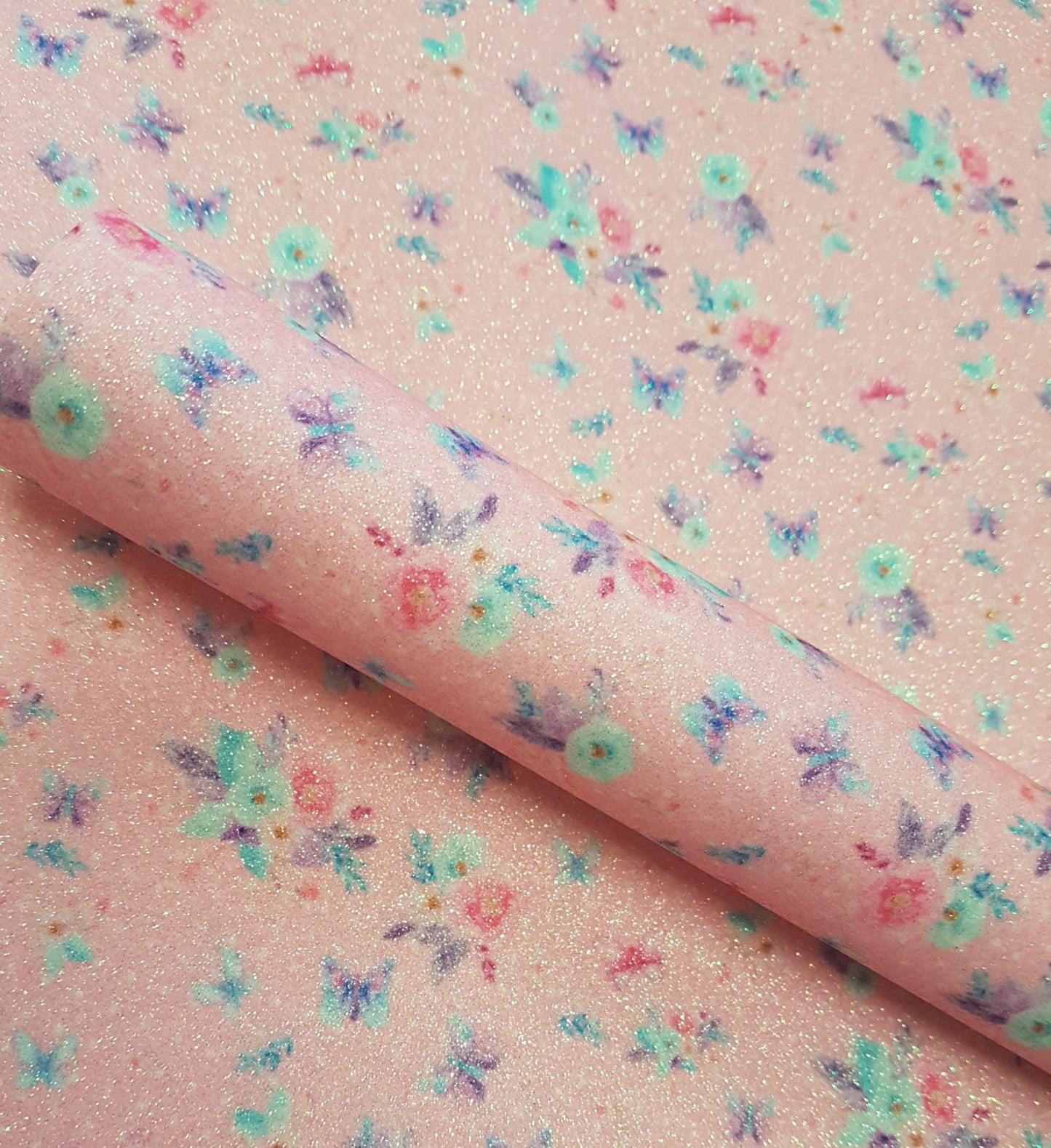 Fine glitter pink flowers