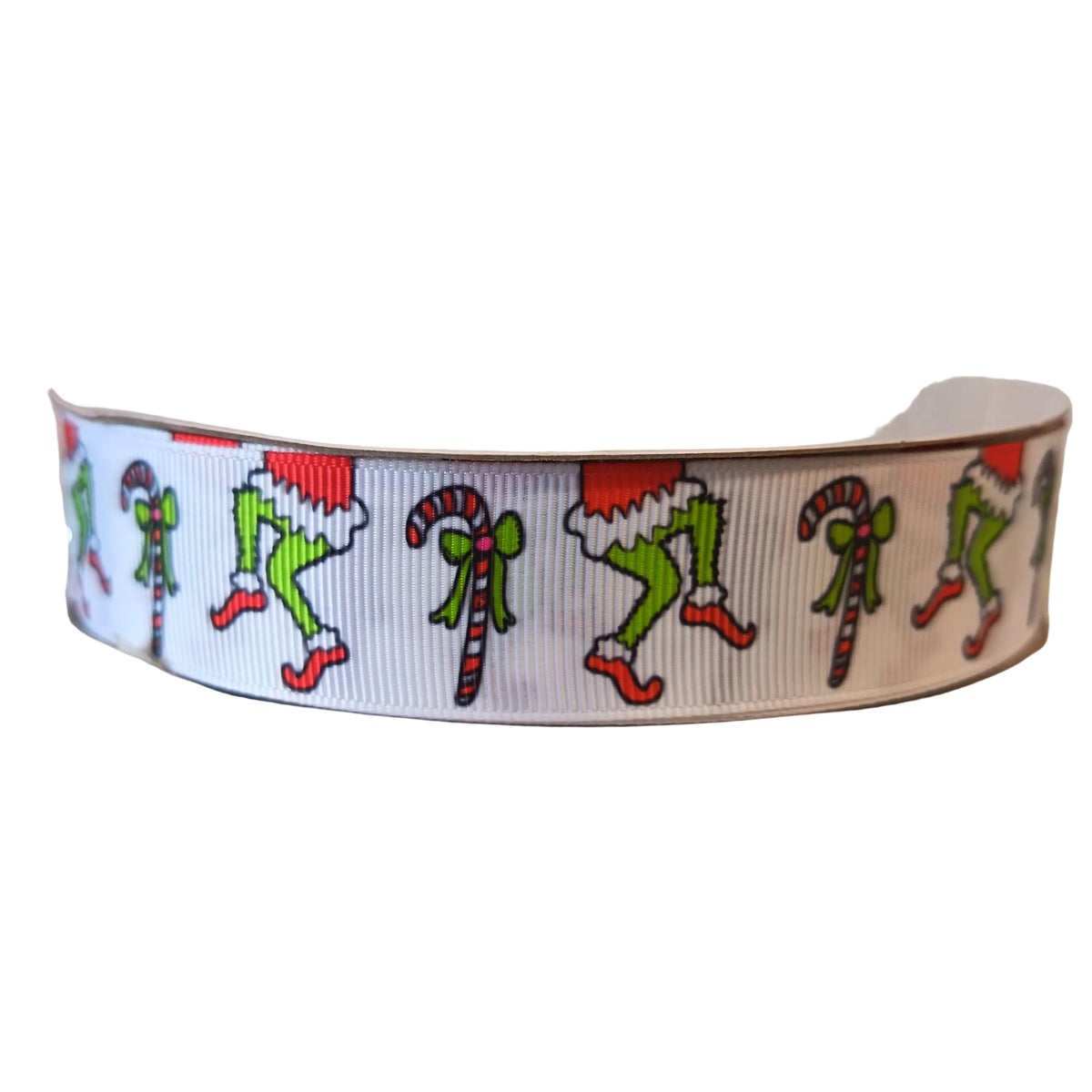 Grinch and candy canes Christmas 25mm ribbon