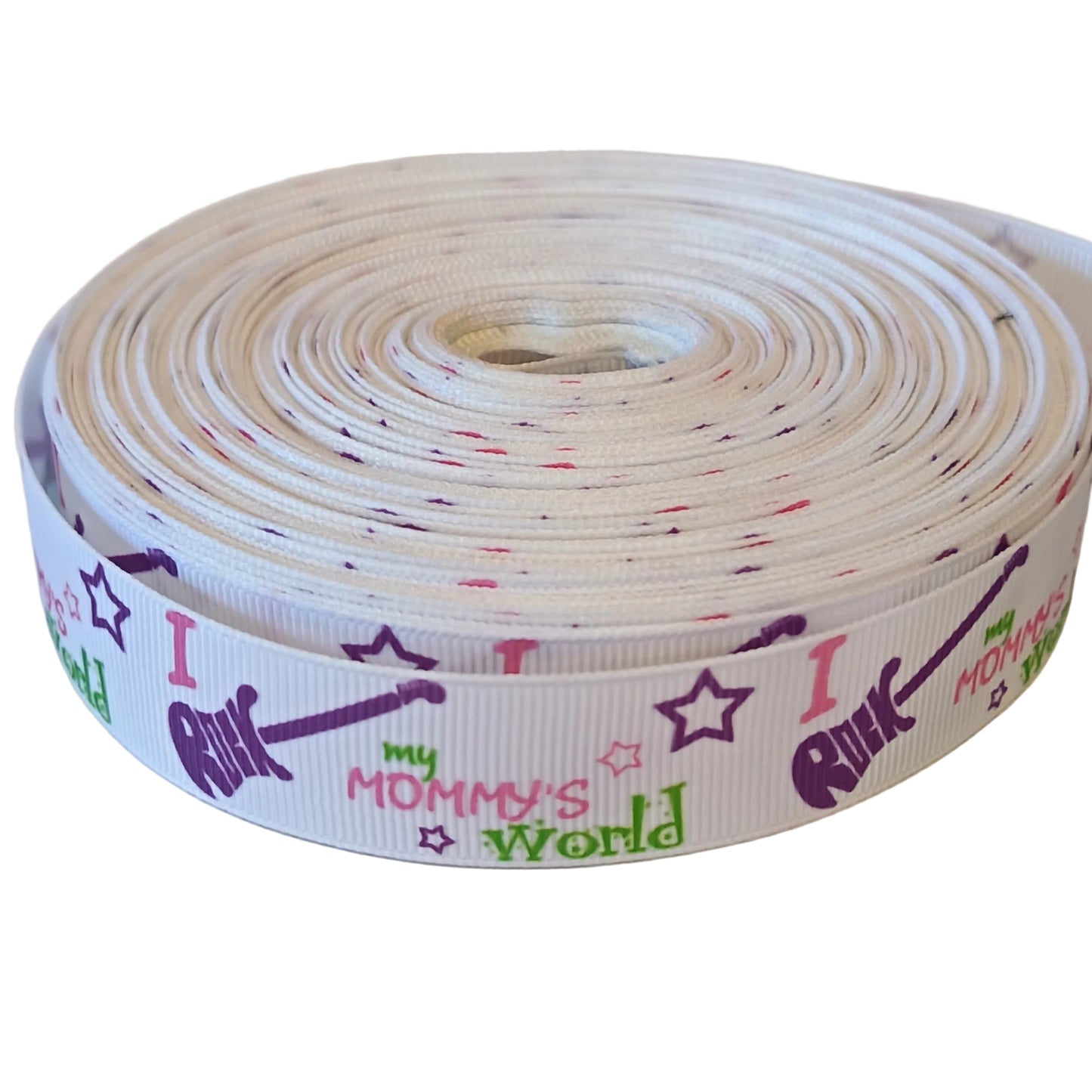 I rock my mommy's world 25mm grosgrain ribbon