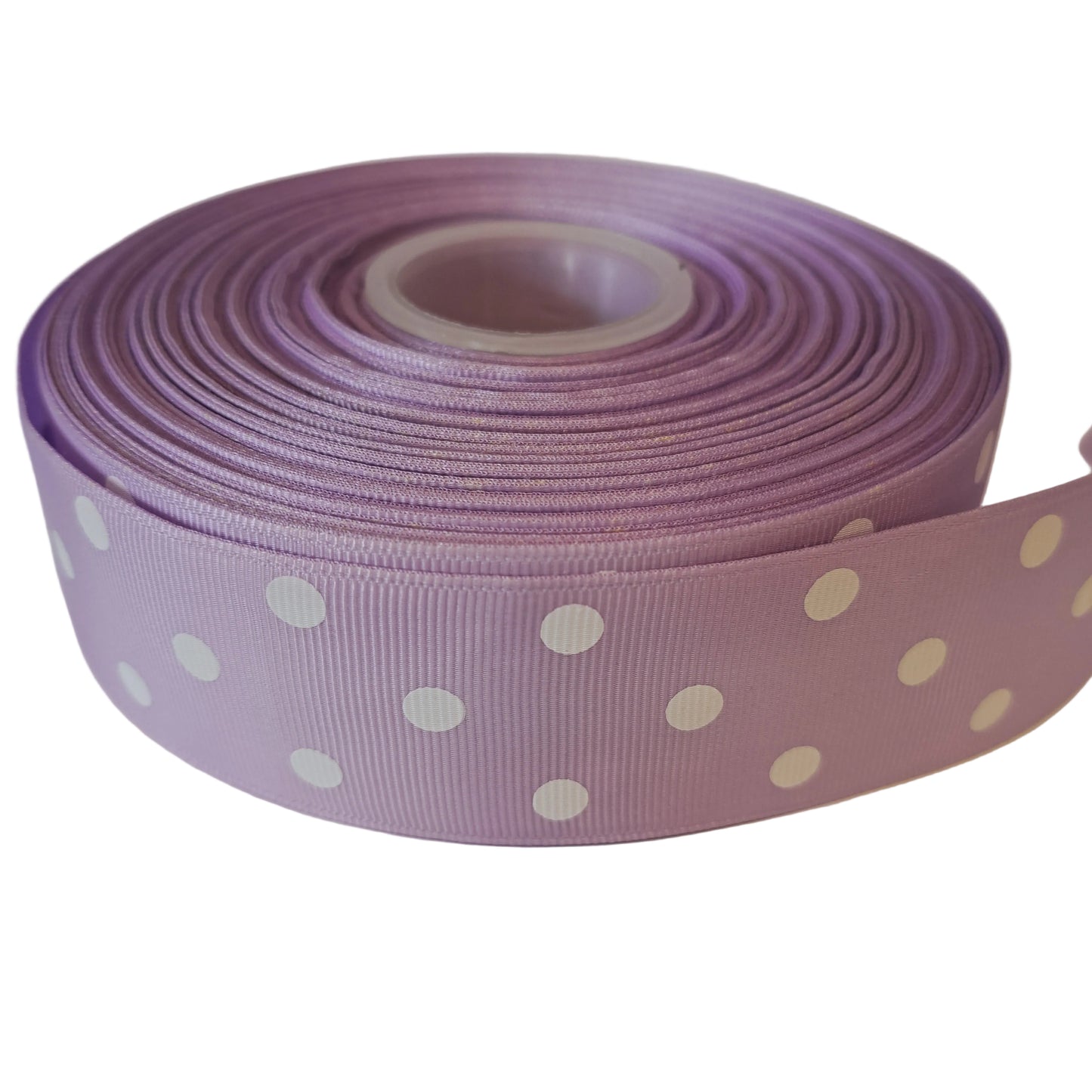 Light orchid with white polka dots 38mm grosgrain
