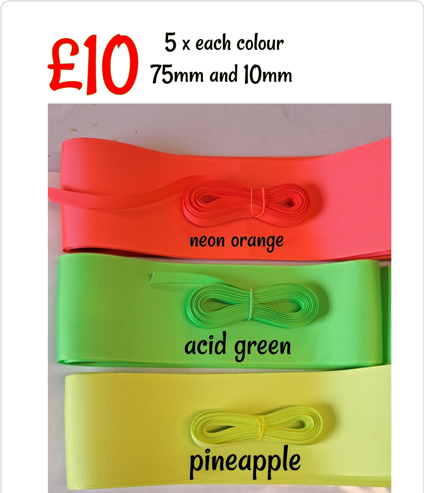Ribbon set neon 3 inch