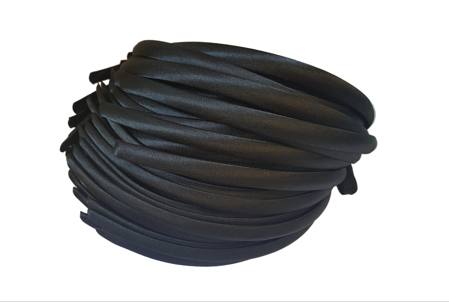 satin headbands in a black colour on a white background