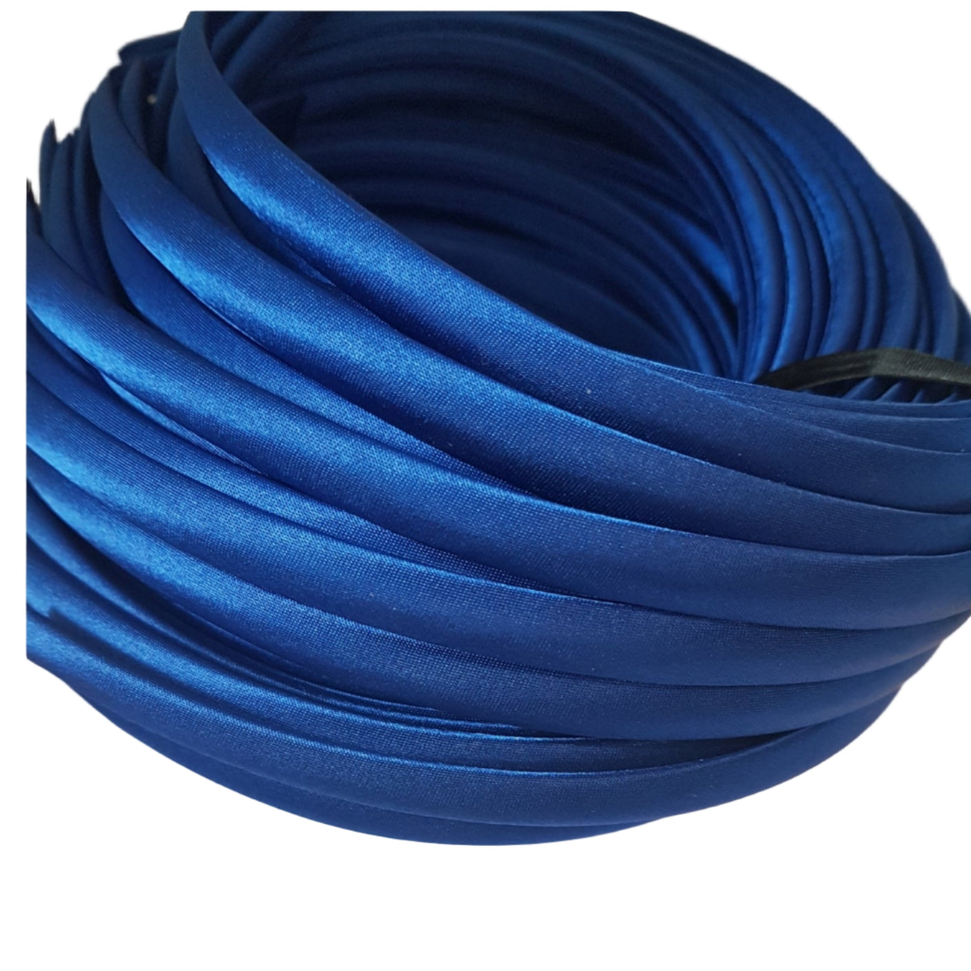 satin headbands in a blue colour on a white background