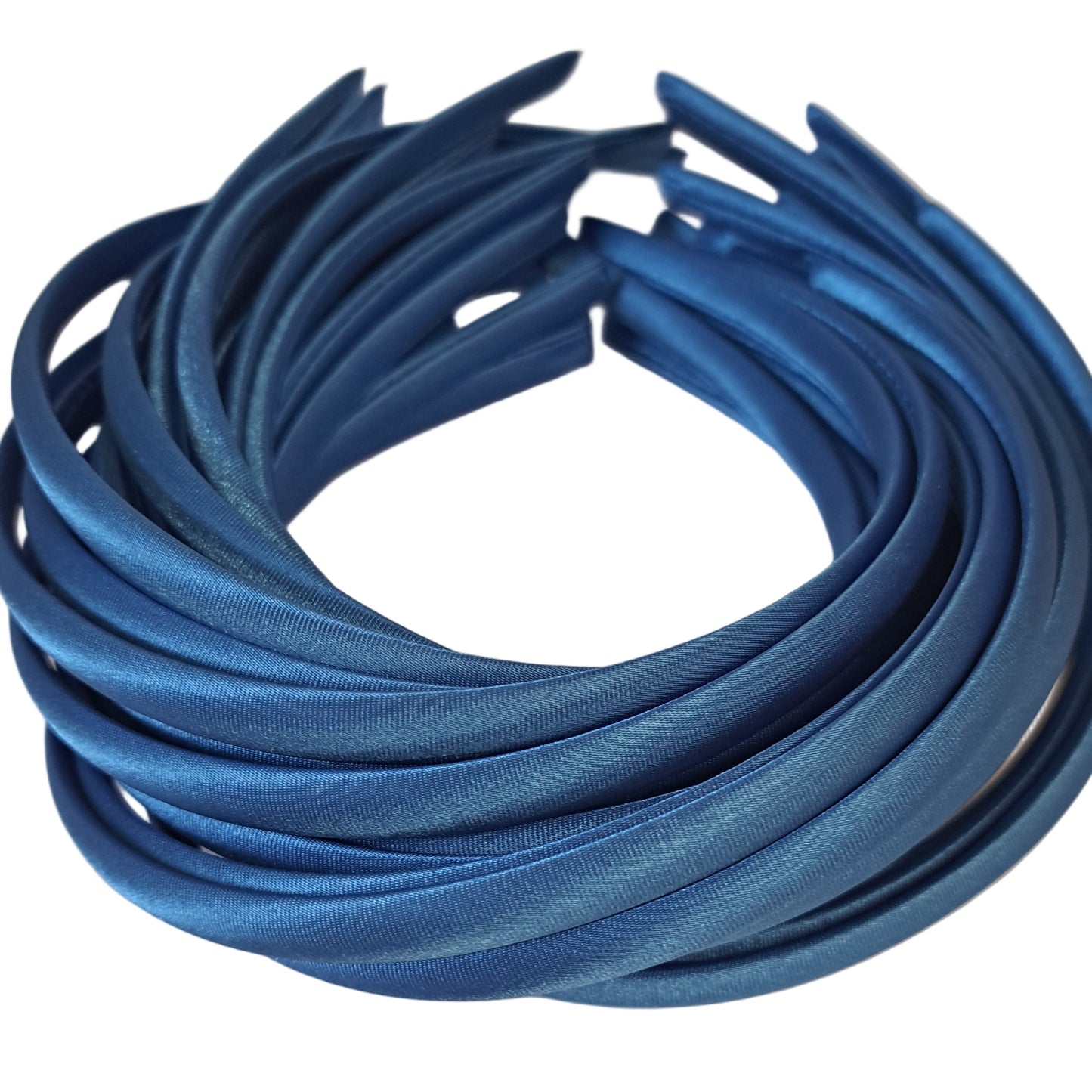 satin headbands in a royal blue colour on a white background