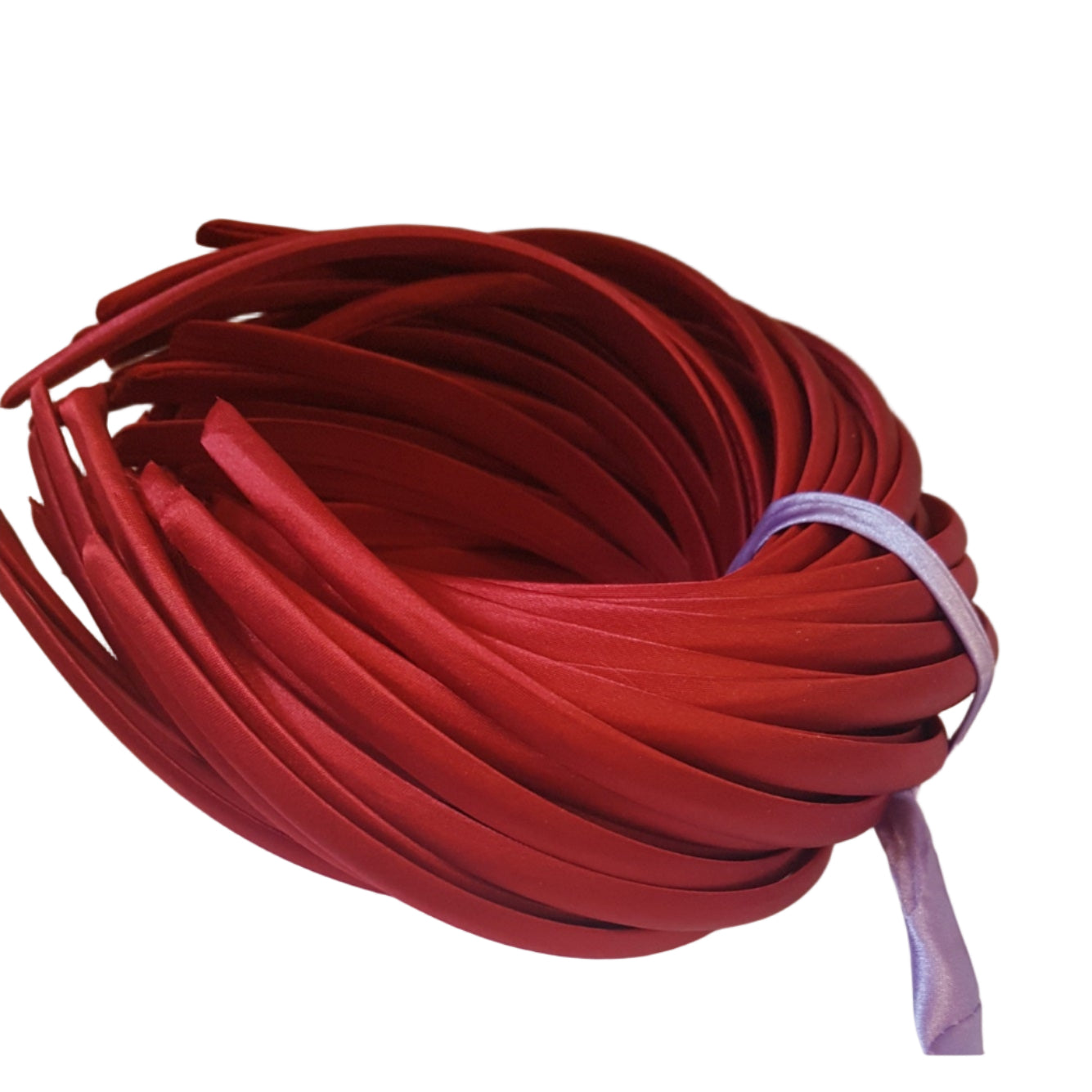 satin headbands in a scarlet red colour on a white background