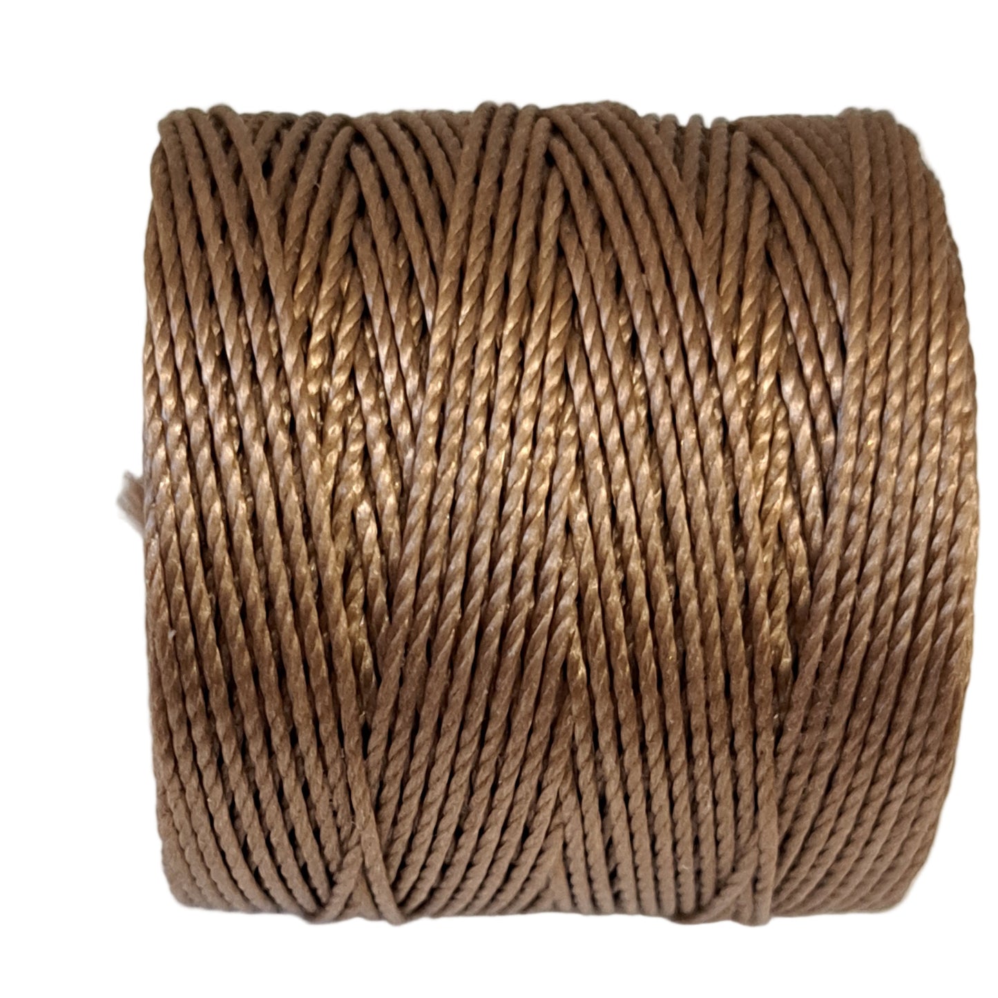 a roll of superlon bead cord in brown on a white background