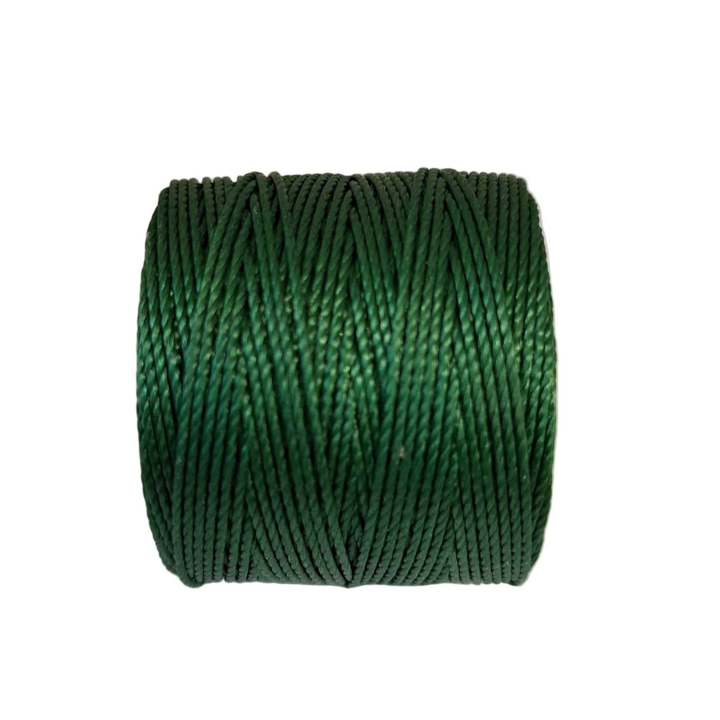 a roll of superlon bead cord in forest green on a white background