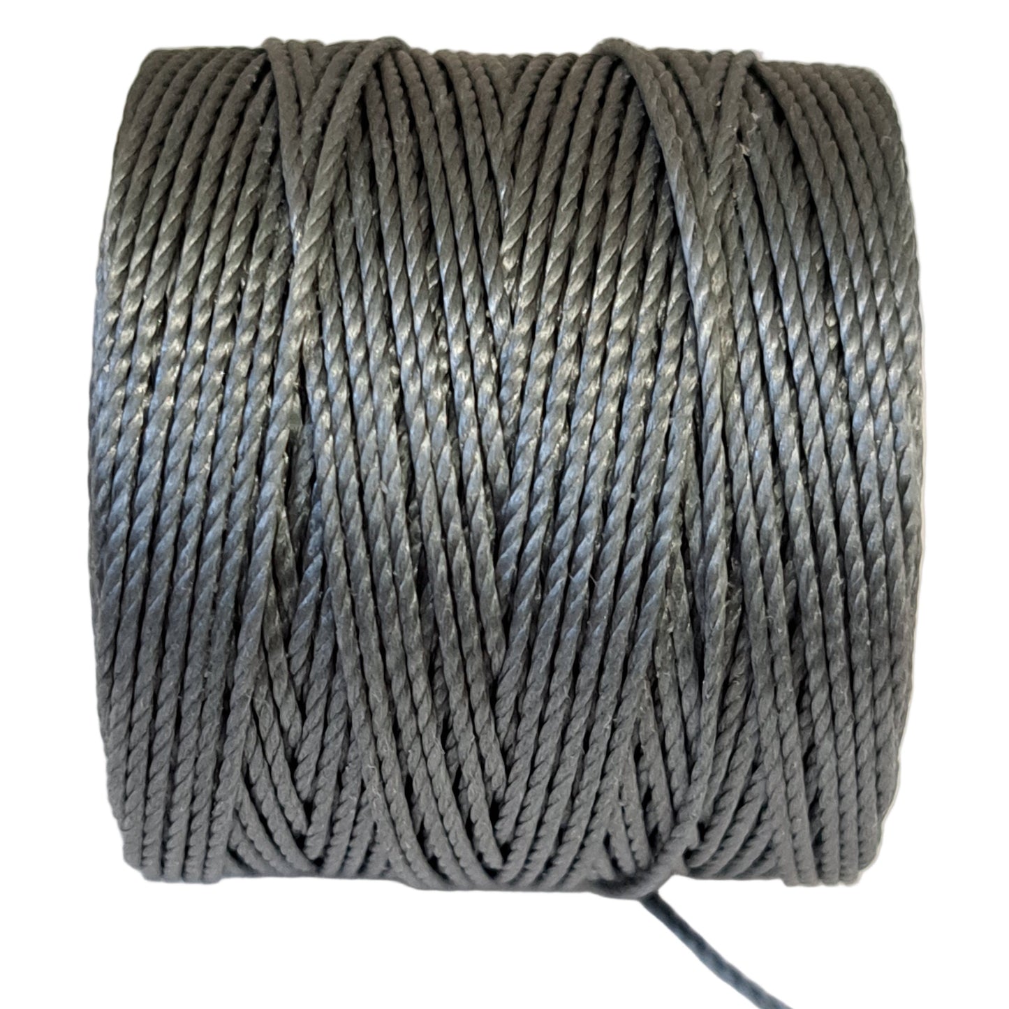 a roll of superlon bead cord in metal grey on a white background
