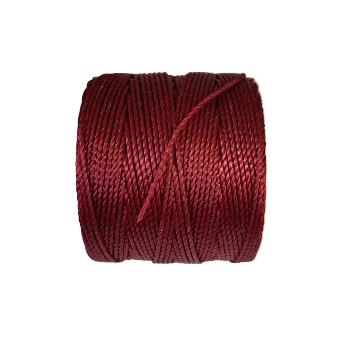 a roll of superlon bead cord in wine on a white background