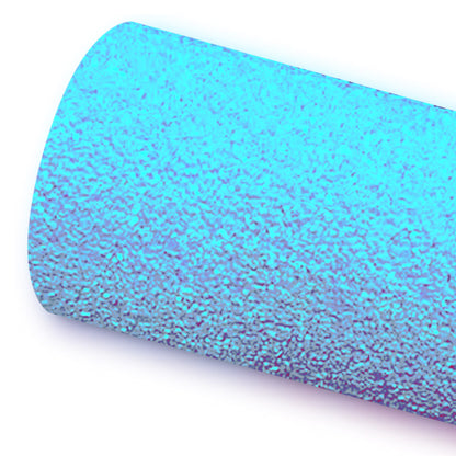 A roll of blue glitter fabric on a white background