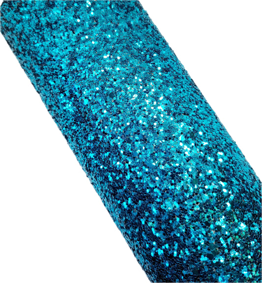 Turquoise glittery fabric on a white background