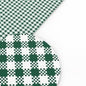 A sample of green gingham leatherette on a white background