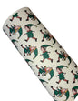 Leatherette bow fabric with santa helpers on 