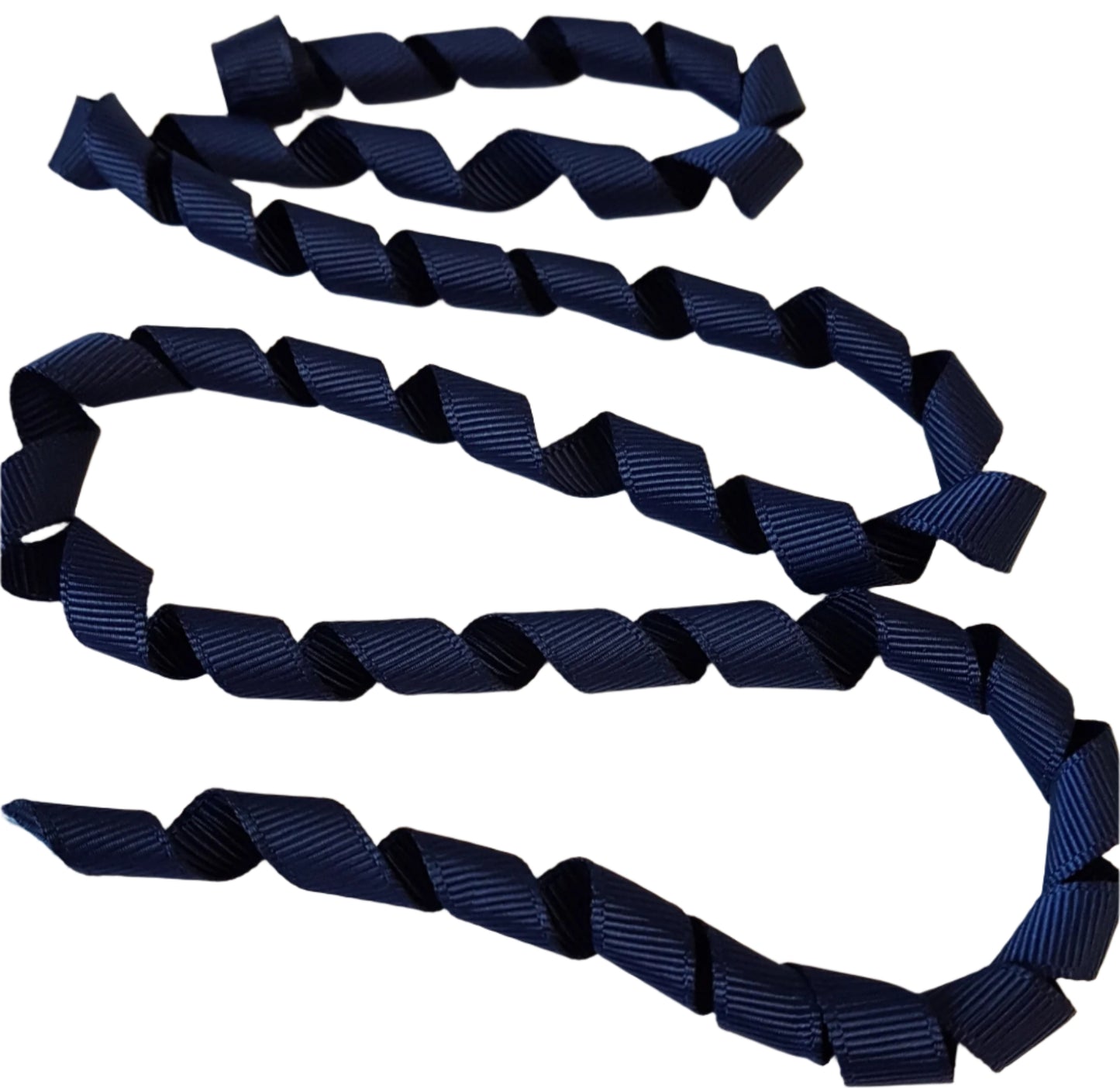 Navy blue ribbon on a white background