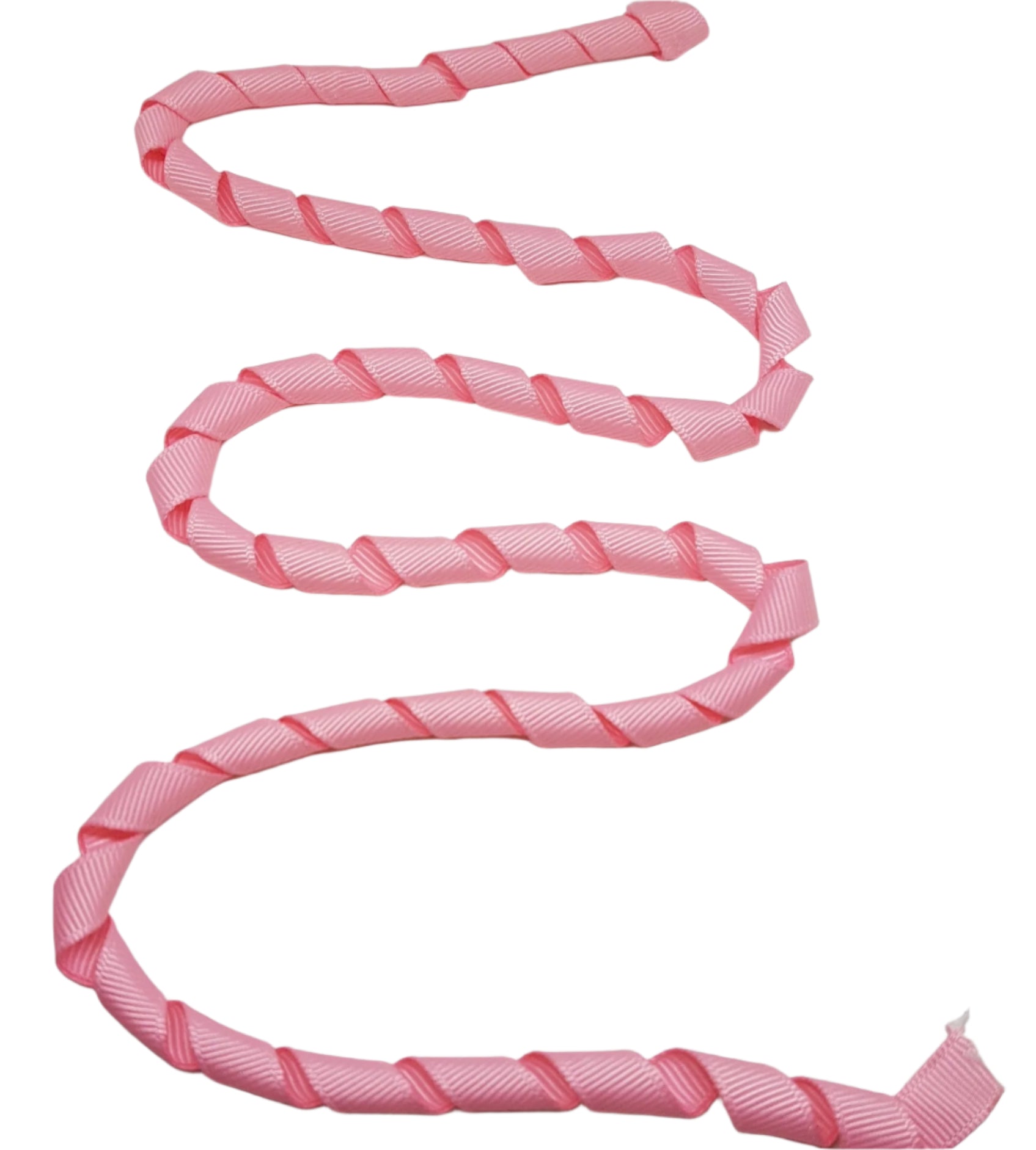 Pink twisted ribbon on a white background
