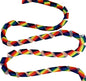 Colorful braided ribbon on a textured white surface