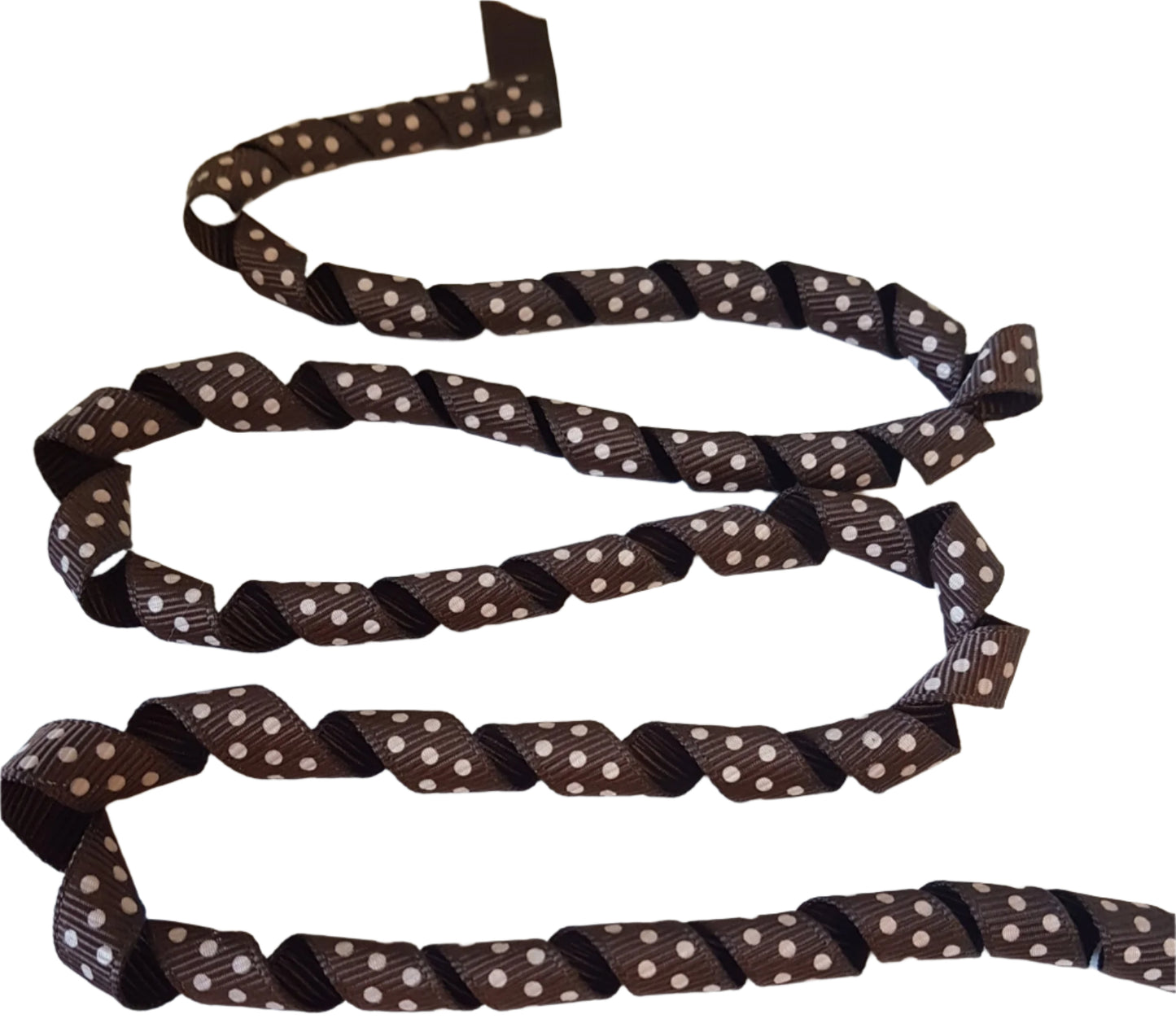 Brown ribbon with white spots