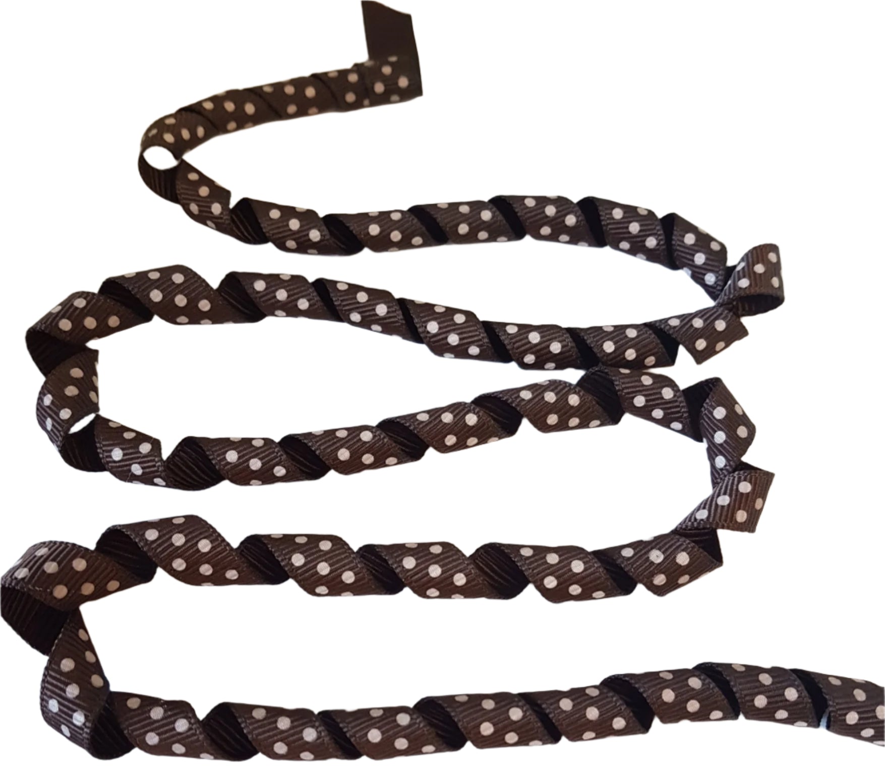 Brown ribbon with white spots
