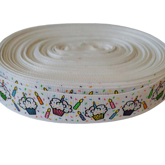 Birthday cakes with candles 25mm ribbon grosgrain 