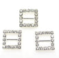 set of three square-shaped hair clips with rhinestone embellishments on a white background