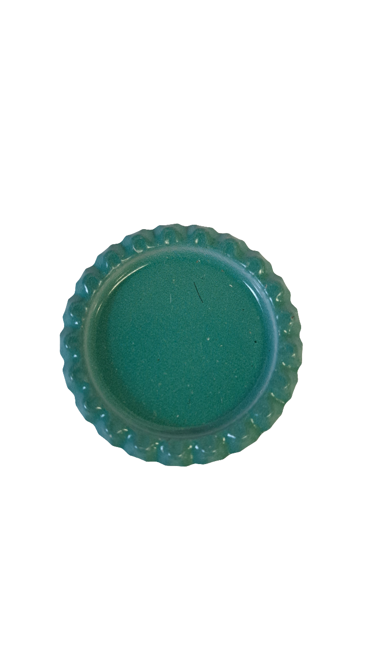 sage green bottle cap on a white background