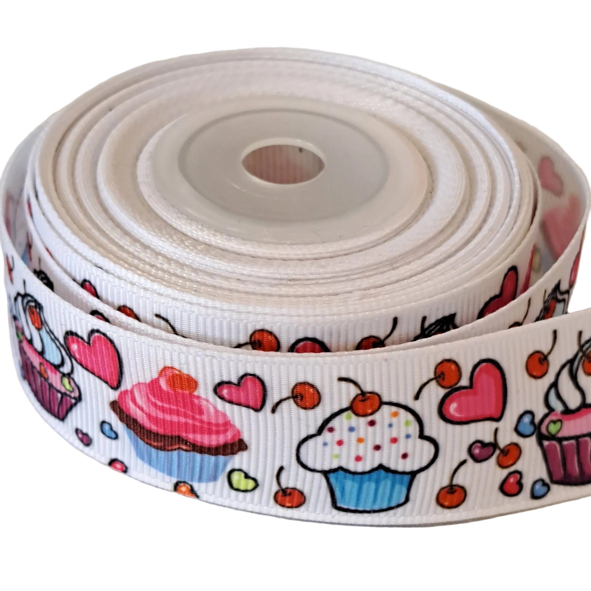Cakes and hearts 25mm grosgrain ribbon 