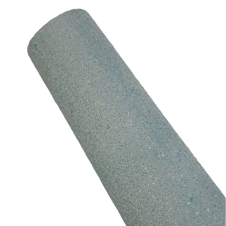 chunky glitter aqua coloured roll on a white background