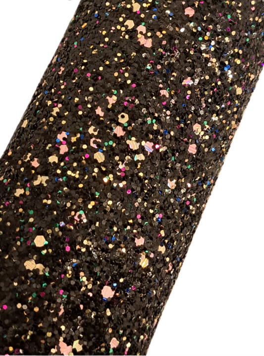 chunky glitter black coloured roll on a white background