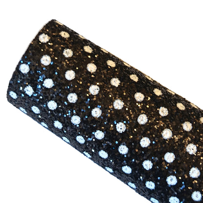Black and white spots chunky glitter