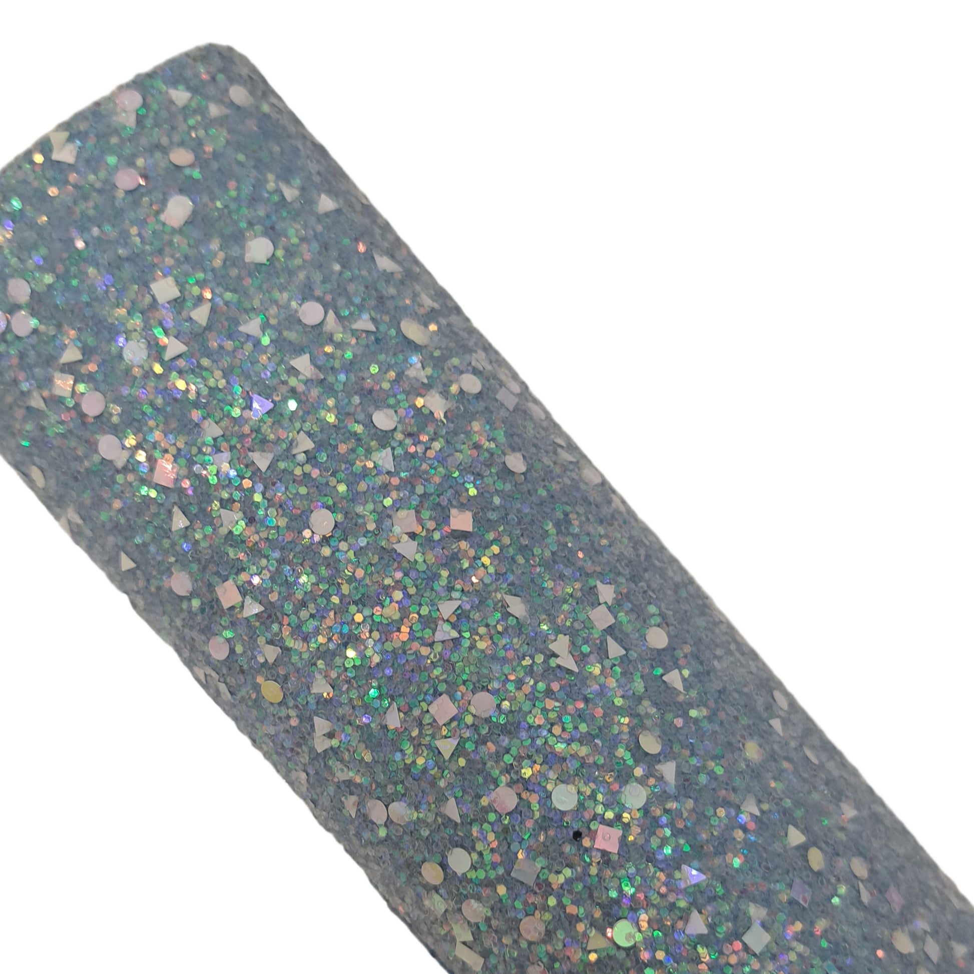 chunky glitter blue roll on a white background