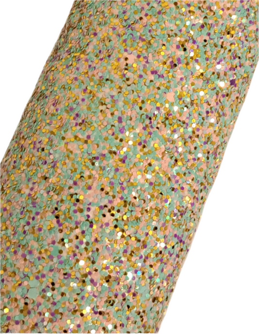 chunky glitter cream coloured roll on a white background