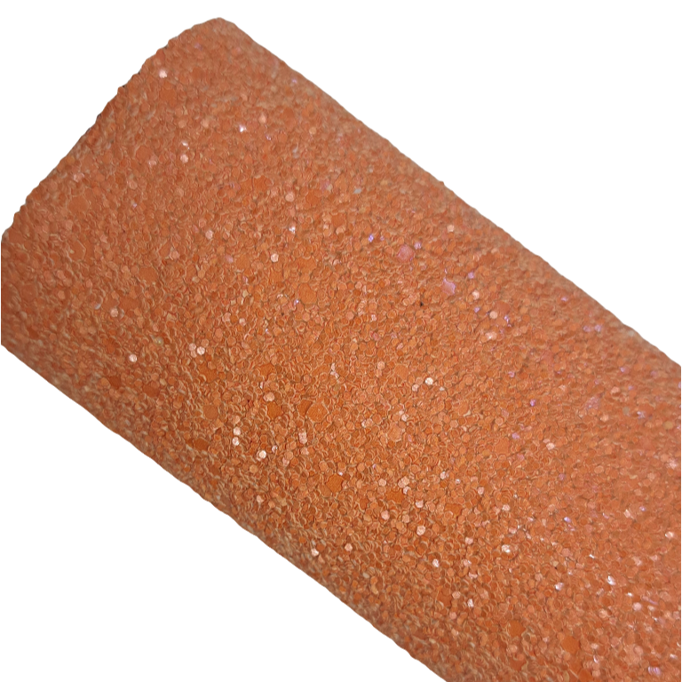 chunky glitter dark orange coloured roll on a white background