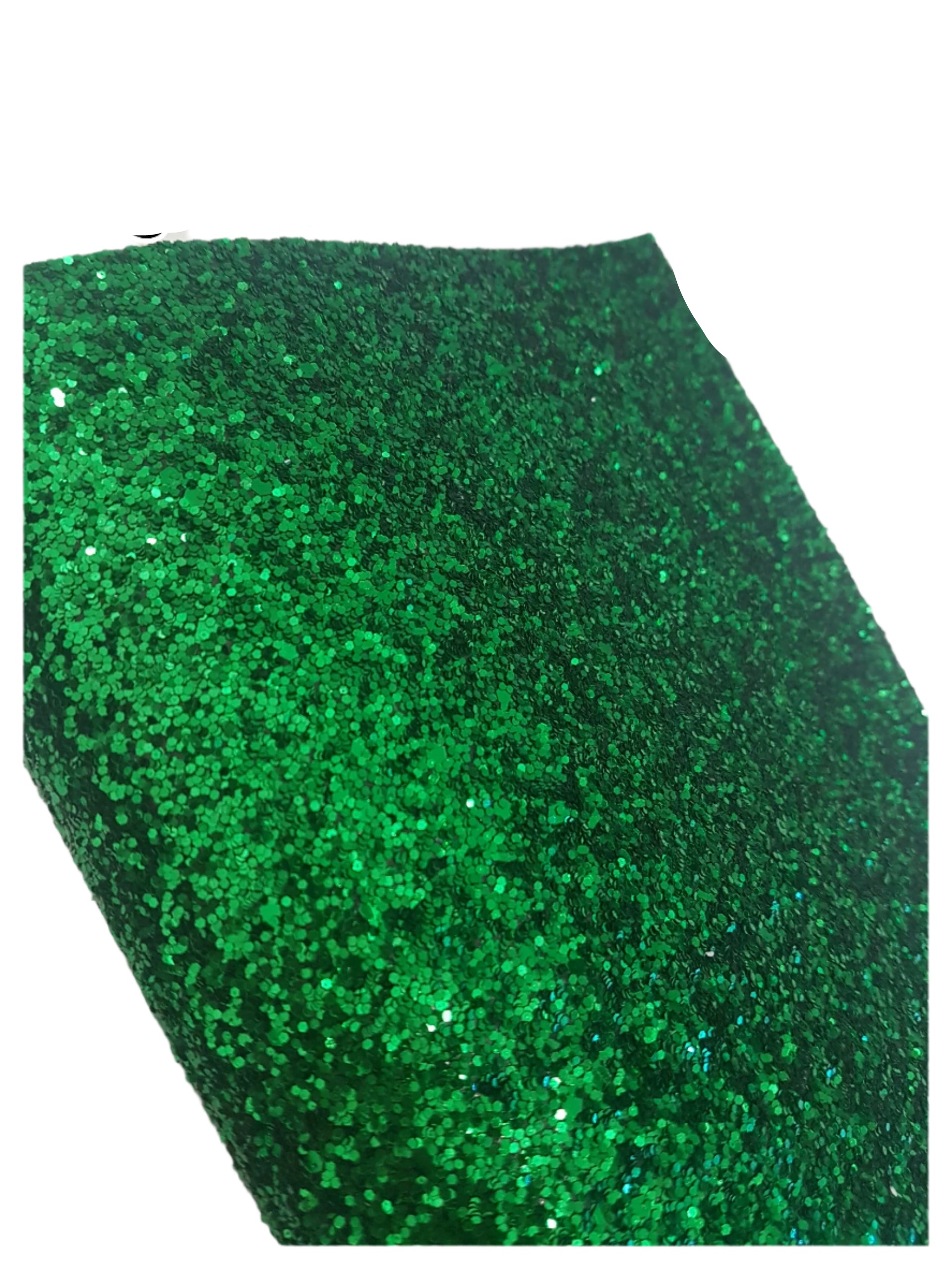 chunky glitter green coloured roll on a white background