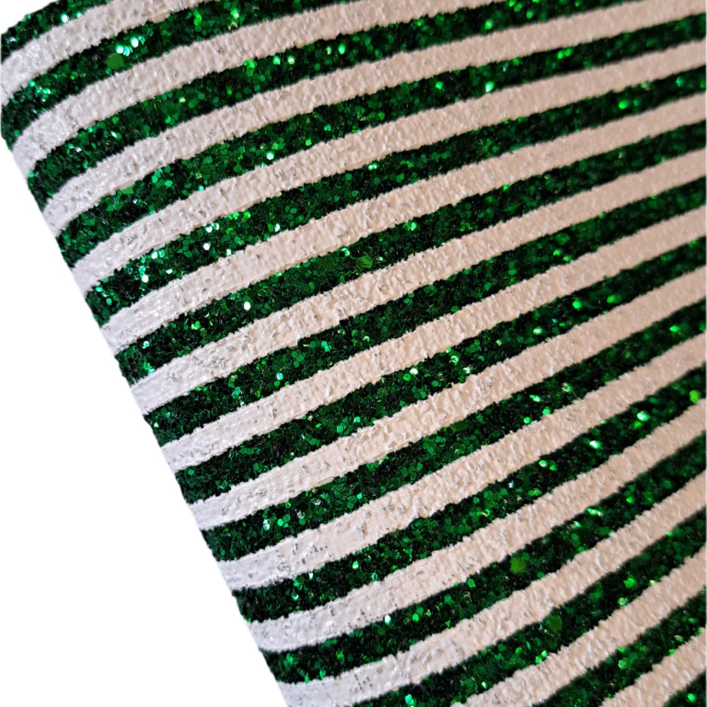 chunky glitter green and white sheet on a white background