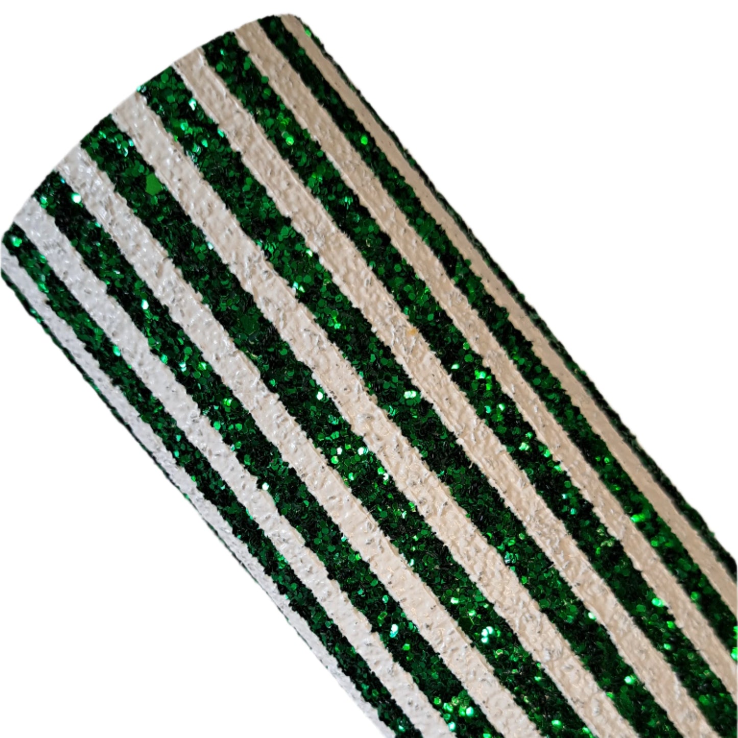 chunky glitter green and white roll on a white background