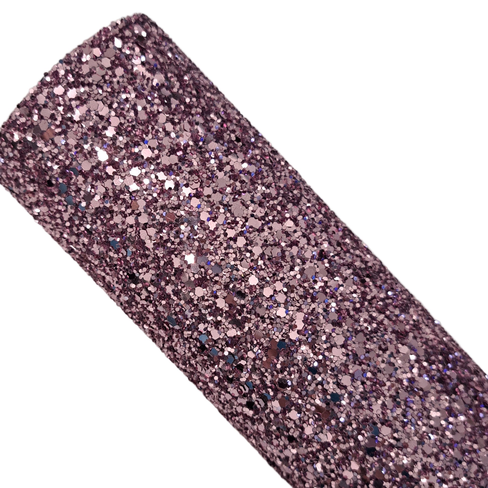 chunky glitter lavender coloured roll on a white background