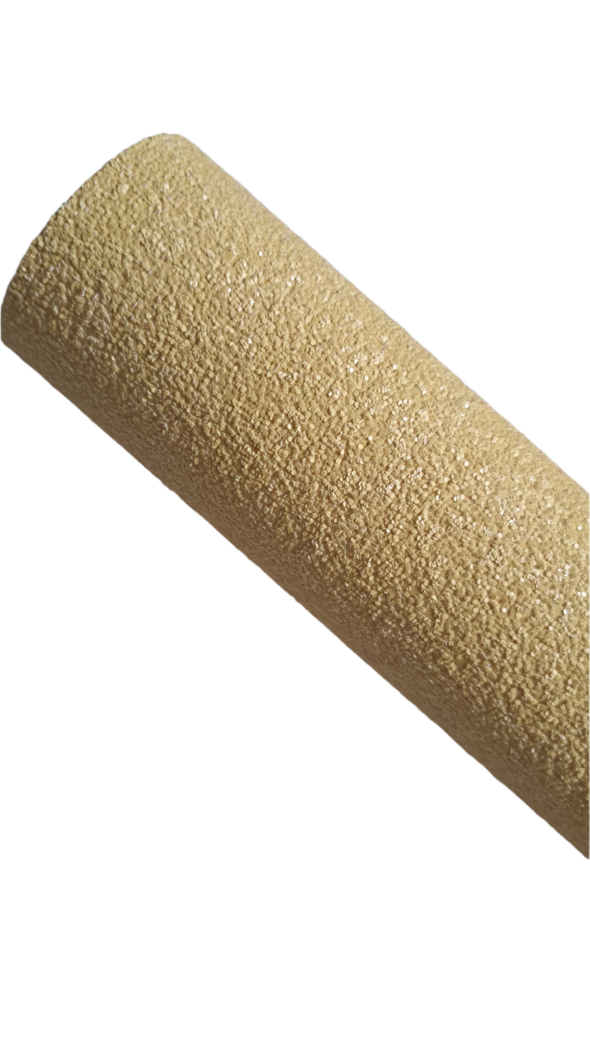 chunky glitter light mustard coloured roll on a white background