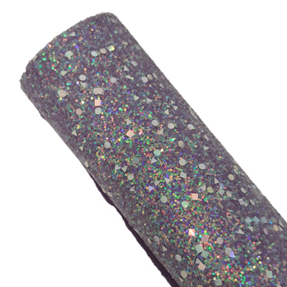 chunky glitter lilac roll on a white background