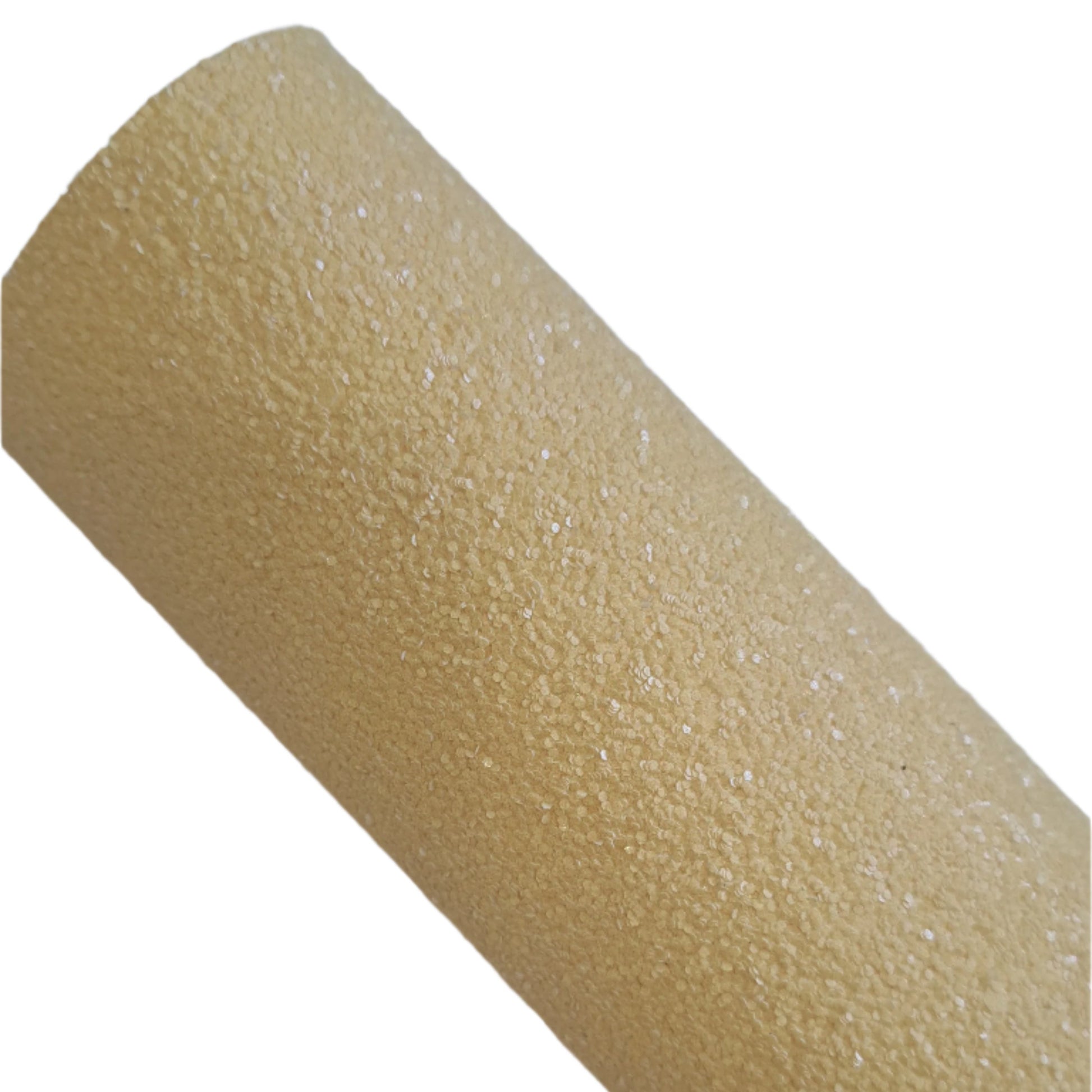 chunky glitter mustard coloured roll on a white background