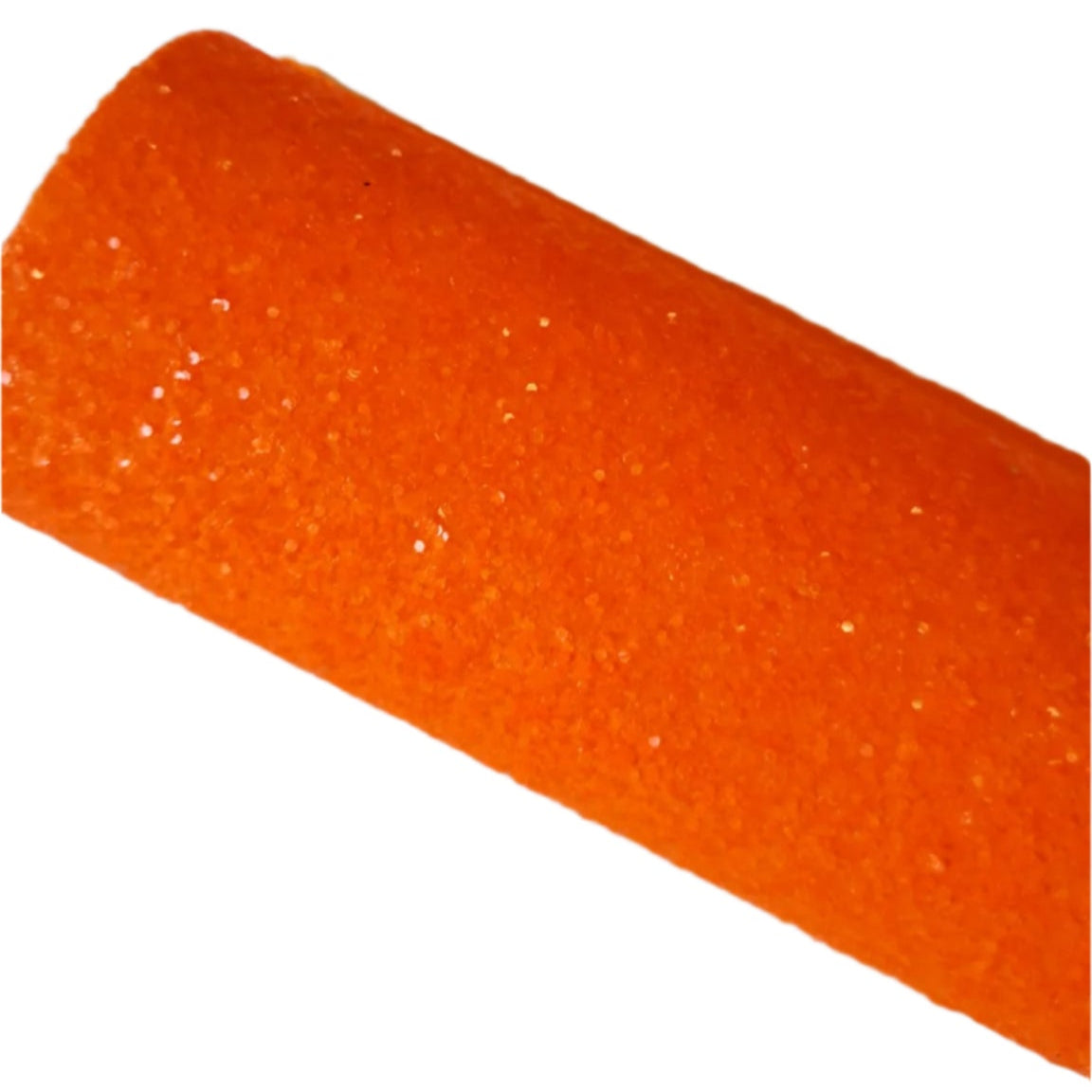 chunky glitter neon orange coloured roll on a white background