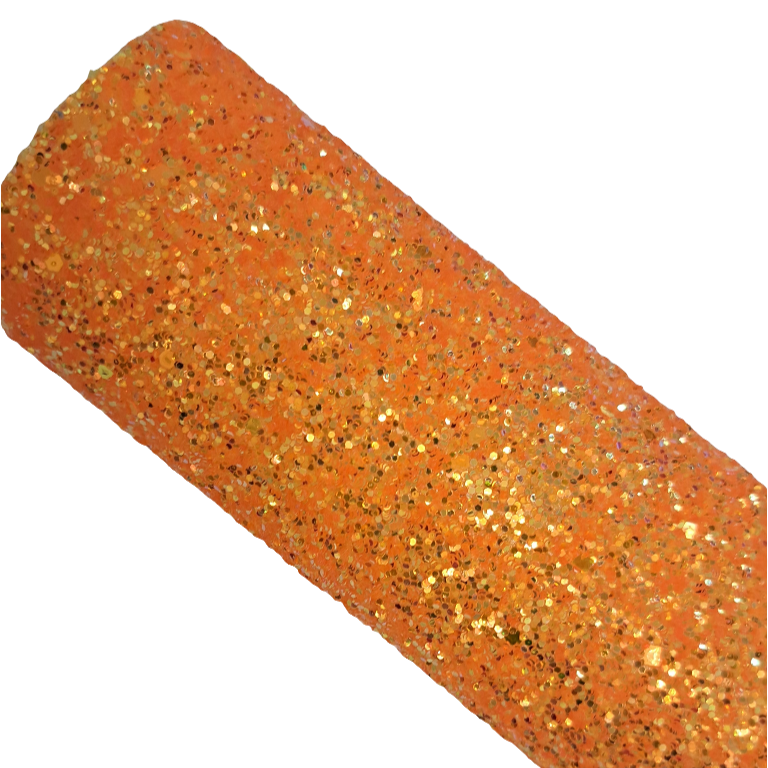 chunky glitter orange coloured roll on a white background