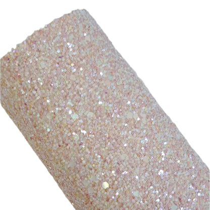 chunky glitter pink coloured roll on a white background