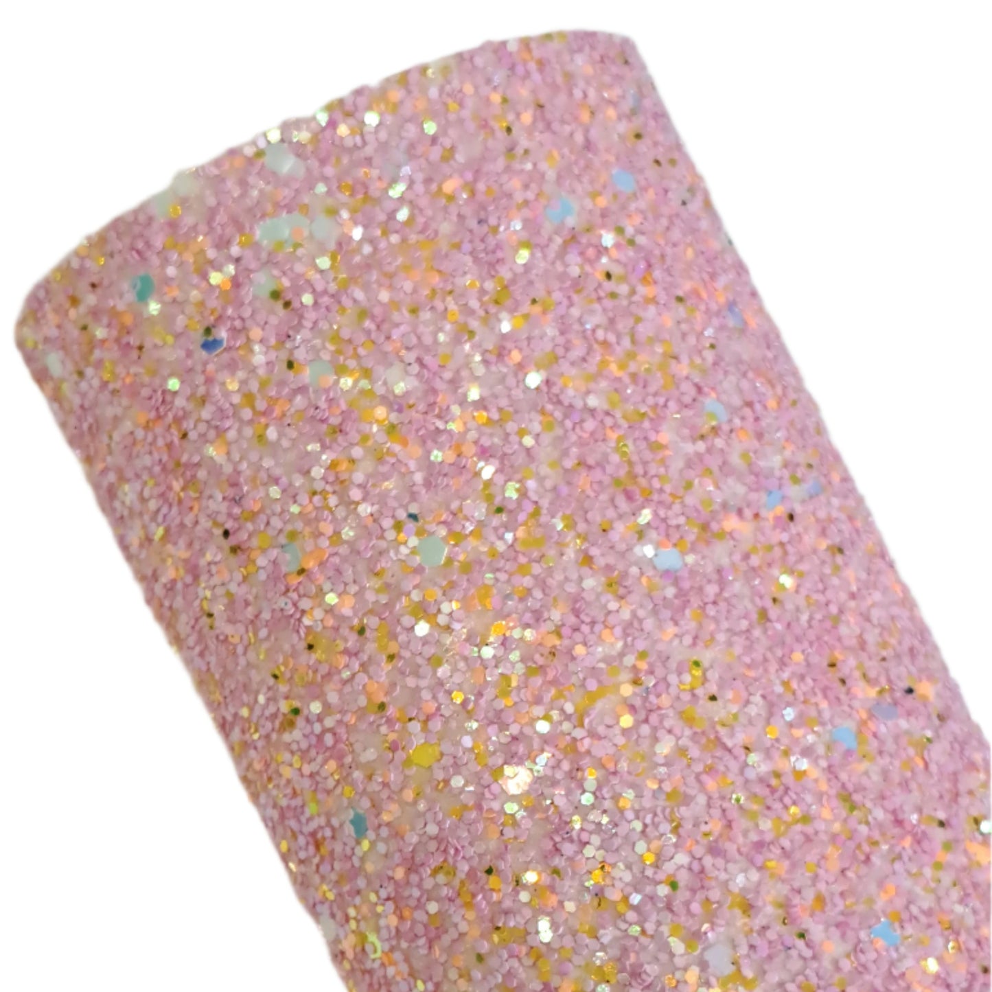 chunky glitter pink coloured roll on a white background